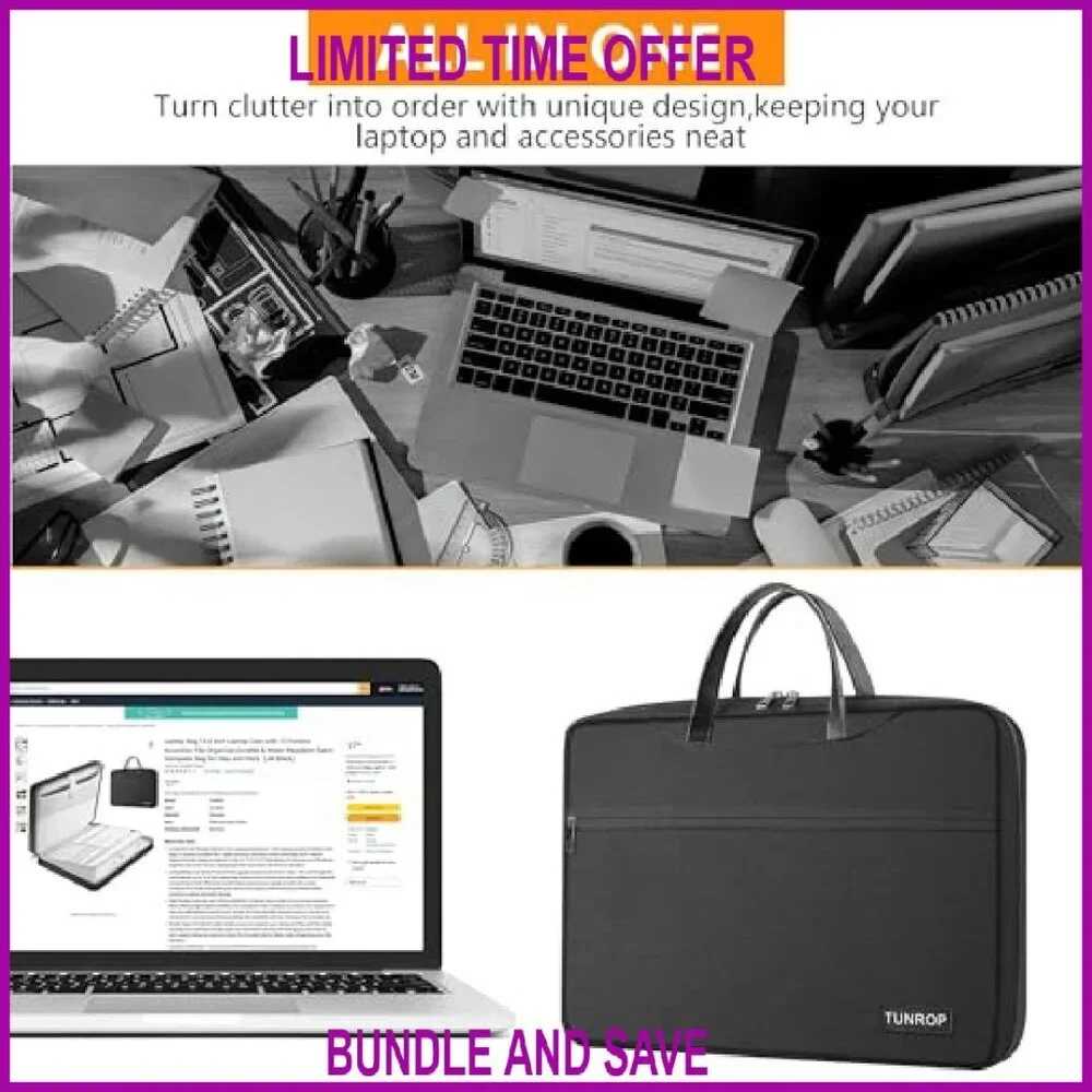 15.6 Inch Laptop Bag with 13 Pockets Water-Repellent Fabric Durable Case